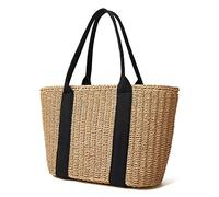 G4ZS5Z0G1 Borsa da donna in paglia estiva, da spiaggia, realizzata a mano, a tracolla, a tracolla, A-beige., Taglia unica