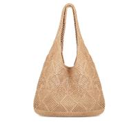 G4ZS5Z0G1 Borsa da spiaggia Borsa da spiaggia estiva all'uncinetto per le donne Borsa a maglia estetica Borsa a maglia Hippie Bag, A-cachi, Medium
