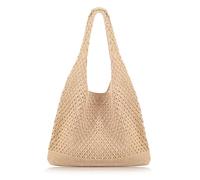 G4ZS5Z0G1 Borsa da spiaggia Borsa da spiaggia estiva all'uncinetto per le donne Borsa a maglia estetica Borsa a maglia Hippie Bag, B-kaki, Medium