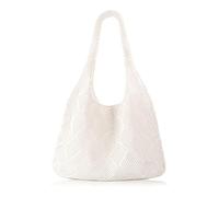 G4ZS5Z0G1 Borsa da spiaggia Borsa da spiaggia estiva all'uncinetto per le donne Borsa a maglia estetica Borsa a maglia Hippie Bag, D - Beige, Medium