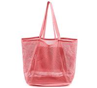 G4ZS5Z0G1 Borsa da spiaggia da donna, pieghevole, in rete, con mini tasca, borsa a tracolla da donna, per viaggi, spiaggia, piscina, essenziale, 06 Rosa Ciliegio, Taglia unica