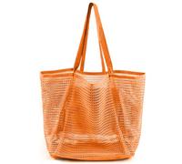 G4ZS5Z0G1 Borsa da spiaggia da donna, pieghevole, in rete, con mini tasca, borsa a tracolla da donna, per viaggi, spiaggia, piscina, essenziale, 07 Rosso Arancio, Taglia unica