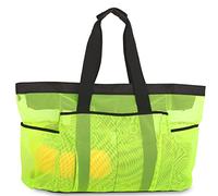G4ZS5Z0G1 Borsa da spiaggia extra large, borsa a rete XL con cerniera e tasche, ideale per la tua famiglia al lago, crociera, vacanza al mare, essenziale - nero, Verde, X-Large