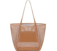 G4ZS5Z0G1 Borsa da spiaggia in paglia da donna, realizzata a mano, da spiaggia, borsa a tracolla cava per l'estate, per le vacanze, Cachi - F, Taglia unica