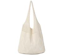G4ZS5Z0G1 Borsa da spiaggia in paglia da donna, realizzata a mano, da spiaggia, borsa a tracolla cava per l'estate, per le vacanze, Beige, Taglia unica