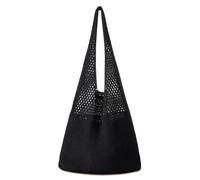 G4ZS5Z0G1 Borsa da spiaggia in paglia da donna, realizzata a mano, da spiaggia, borsa a tracolla cava per l'estate, per le vacanze, Nero , Taglia unica