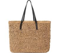 G4ZS5Z0G1 Borsa da spiaggia in paglia da donna, realizzata a mano, da spiaggia, borsa a tracolla cava per l'estate, per le vacanze, Cachi - C, Taglia unica