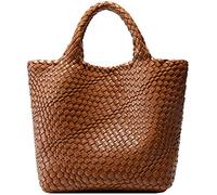 G4ZS5Z0G1 Borsa in tessuto da donna, borsa tote in pelle vegana, grande, estiva, da spiaggia, borsa da viaggio e borsa retrò fatta a mano, bianco, Taglia unica