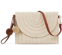 G4ZS5Z0G1 Borse di paglia da spiaggia a tracolla per le donne: piccola borsa bianca carina pochette con leggera per le vacanze estive, bianco, Taglia unica