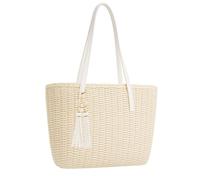 G4ZS5Z0G1 Borse per le donne Dimensioni Viaggio Paglia Totes Bag Woven Estate Handmade Borsa a Spalla Borsa, bianco, Taglia unica