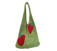 G4ZS5Z0G1 Carino modello fragola Tote Bag Crochet Tote Bag Borsa a tracolla Borse Borse a maglia Estetica Handmade tessitura, Verde, Taglia unica