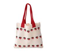 G4ZS5Z0G1 Carino modello fragola Tote Bag Crochet Tote Bag Borsa a tracolla Borse Borse a maglia Estetica Handmade tessitura, 21fragola-beige, Taglia unica
