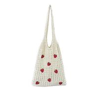 G4ZS5Z0G1 Carino modello fragola Tote Bag Crochet Tote Bag Borsa a tracolla Borse Borse a maglia Estetica Handmade tessitura, 8fragola-bianco, Taglia unica