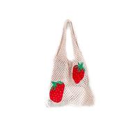 G4ZS5Z0G1 Carino modello fragola Tote Bag Crochet Tote Bag Borsa a tracolla Borse Borse a maglia Estetica Handmade tessitura, bianco, Taglia unica