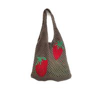 G4ZS5Z0G1 Carino modello fragola Tote Bag Crochet Tote Bag Borsa a tracolla Borse Borse a maglia Estetica Handmade tessitura, Nero , Taglia unica