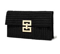 G4ZS5Z0G1 Pochette in paglia, borsa a tracolla da donna, borsa da sera, casual, estiva, da spiaggia, borsa a tracolla in paglia, Nero-no Catena, Taglia unica