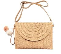 G4ZS5Z0G1 Pochette in paglia intrecciata borsa da donna borsa a tracolla casual spiaggia rattan portafoglio fatto a mano, bianco, Taglia unica