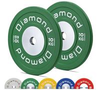 G5 HT SPORT Coppia Dischi Bumper Competizione PRO Diamond Foro Ø50 mm per Palestra E Home Gym da 5 A 25 kg per Manubri E Bilancieri (2 x 10 kg (Verde))