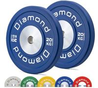 G5 HT SPORT Coppia Dischi Bumper Competizione PRO Diamond Foro Ø50 mm per Palestra E Home Gym da 5 A 25 kg per Manubri E Bilancieri (2 x 20 kg (Blu))