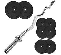 G5 HT SPORT【Kit Bilanciere Curl e Dischi in Ghisa (Foro 25 mm)】(10/15/20/30/40 kg), Set Pesi Completo con Chiusura a Vite, Per Bicipiti/Tricipiti, Allenamento in Palestra e Home Gym (KIT 15 KG)