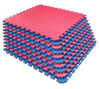 G5 HT SPORT【Pavimentazione Ad Incastro Antiscivolo In EVA 100×100×2cm】Kit 2-4-6-9-10pz Pavimento Sportivo a Puzzle Grip Home Gym,Sala Pesi,Ludico, Lavabile (ROSSO/BLU, 9 PZ (100 * 100 * 2CM))