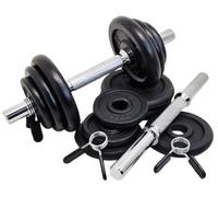 G5 HT SPORT Set Manubri + Dischi Ghisa Ø25 mm [11,21,35 Kg] | Pesi Regolabili con Chiusure Vite e Molla | Kit per Allenamento Casa e Palestra | Fitness e Bodybuilding (10 KG, CHIUSURA A MOLLE)
