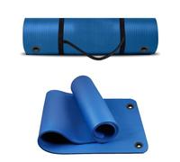 G5 HT SPORT Tappetino Per Yoga con maniglia di trasporto E Occhielli| da 120 o 180 cm | Spessore 1.5 Cm | Largo 62.5 cm | Tappeto Ginnastica Materassino fitness (180 CM, BLU)