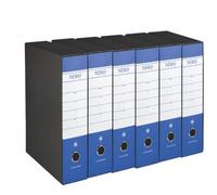 G75 Registratore con Custodia, con Meccanismo a Leva, in Formato Protocollo, 23x33cm, con Dorso da 8 cm, Blu, Conf.da 6 pezzi, Nero In Cartone Resistente