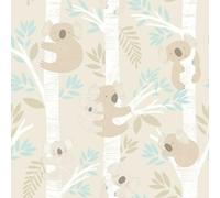 G78384 - Tiny Tots 2 Koalas Beige Turchese Glitter Galerie Carta Da Parati