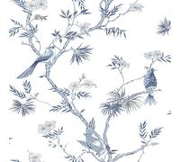 G78489 - Secret Garden Classic Bird Trail Blue, White Galerie Wallpaper