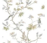 G78492 - Secret Garden Classico Bird Trail Grigio, Verde, Beige Galerie Parati