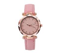 G7900a-4 - Orologio da donna casual e alla moda, al quarzo, quadrante scintillante, cinturino in pelle, rosa, misura unica