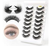 G880-G889 Ciglia Finte Russian Strip D Curl (8 Paia), Effetto 3D - Ciglia Finte Naturali Riutilizzabili, Soffici E Sottili, Ciglia Naturalmente Spesse,G888