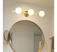 G9 Luce a Specchio da Bagno Ottone Metallo LED lampade a Specchio Luce Bianca Moderna Paralume di Vetro Opaca tondo Design Rustico Industriale Lettura applique parete per Camera da Letto Toilette 60cm