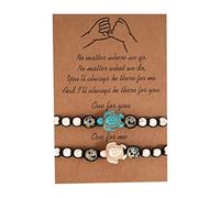 Ga2110et-8a Bracciale con perline tartaruga intrecciato a mano braccialetto vintage con carta per donne uomini gioielli da spiaggia orologio da polso, Misura unica, Turchese, Nessuna pietra preziosa