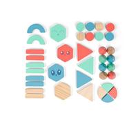 GA521 Set di blocchi da costruzione in legno - 38 blocchi in diverse forme, giocattolo creativo per bambini dai 3 anni in su, favorisce le capacità motorie e la fantasia