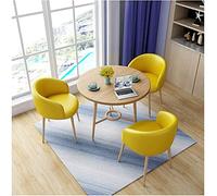 GAAHRQQQ 1 tavolo 3 sedie tavolo per il tempo libero caffetteria negozio di dessert negozio di tè ufficio sala ricevimenti lounge 80 cm tavolo rotondo in legno massello (colore: giallo)