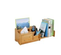 GAAHRQQQ Organizzatore da scrivania in bambù naturale con portaoggetti estensibile per ufficio e casa Holder Media Rack l