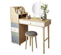GAAHRQQQ Set di tavolini da toeletta con specchio LED touch screen, 5 cassetti di grande capacità con gambe in legno massello