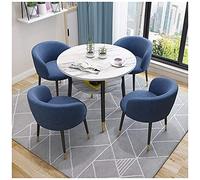 GAAHRQQQ Set tavolo e sedie da ufficio lounge sala riunioni 1 tavolo e 4 sedie panno di cotone e lino (colore: blu) (blu navy)