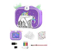 Gaaqii Macchina Fotografica Bambini Istantanea per Selfie, 2.4 Pollici/Doppia Lente con 5 Rotoli di Carta di Stampa, 1050 mAh, 1080P HD Videocamera Digitali per Ragazze Ragazzi Regali da 3-12 Anni