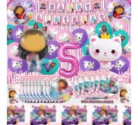 Gabb compleanno 5 Anni,106Pezzi, Gabb Palloncino, Gabb Compleanno decorazioni, Stoviglie per Feste di Compleanno Gabb,Set Compleanno Bambina, Decorazione Feste Compleanno Bambini