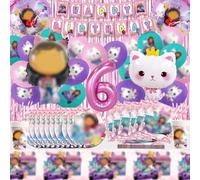Gabb compleanno 6 Anni,106 Pezzi, Gabb Palloncino, Gabb Compleanno decorazioni, Stoviglie per Feste di Compleanno Gabb,Set Compleanno Bambina, Decorazione Feste Compleanno Bambini