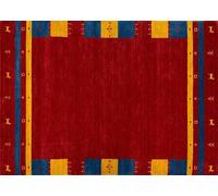 Gabbeh Tappeto 100% lana 120 x 180 cm rosso oro blu tessuto a mano tappeto orientale BR13