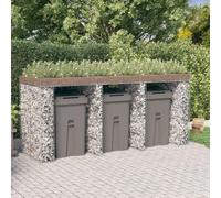 Gabbia Copribidone, Capanno per Riporre Bidoni Della Spazzatura, Parete Gabbioni Bidone Spazzatura 270x91x120 cm Ferro Zincato Box Rifiuti Adatto a Balcone Giardino Portico Anteriore