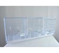Gabbia Cova per Uccelli a 3 Scomparti, Ideale per Allevamento, 90x31x41h cm