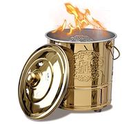Gabbia da giardino in metallo per inceneritore, Grande inceneritore in acciaio inox, contenitore for la combustione del fuoco, forni da giardino, inceneritori con rivestimento, dorato(45 * 53cm)