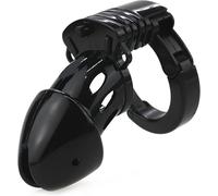 Gabbia di castità FOPS per uomini - Gabbia da 7 cm con anello regolabile senza scatti (Ø 3-5,2 cm) - Gabbia peniena sicura in PVC robusto, nero/trasparente - Incluso lucchetto N22-3