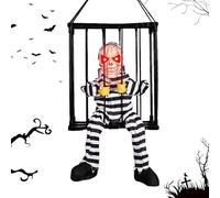 Gabbia di prigioniero di Halloween - Animated Haunted House Decoration Prop | Prigioniero urlando con sensore di movimento e luce, decorazione di Halloween sospesa per feste all'aperto al coperto