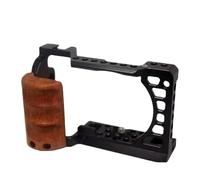 Gabbia for fotocamera compatibile con Sony A6000 A6100 A6300 A6400 A6500, custodia for vlog con microfono a slitta fredda e supporto for luce LED(Cage with wood Grip)